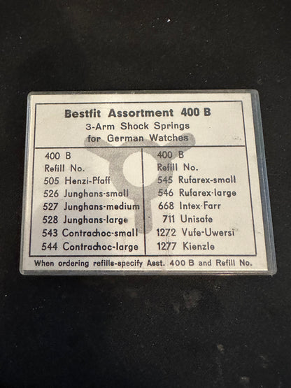 BESTFIT Assortment 400B of 3-Arm Shock Springs for German Watches