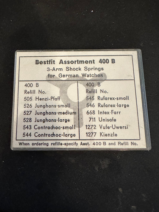BESTFIT Assortment 400B of 3-Arm Shock Springs for German Watches