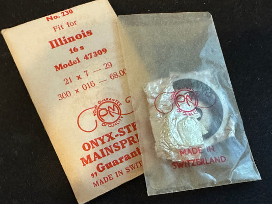 PM Mainspring #230 for Illinois 16s 60hr Factory No. 47309 - Steel