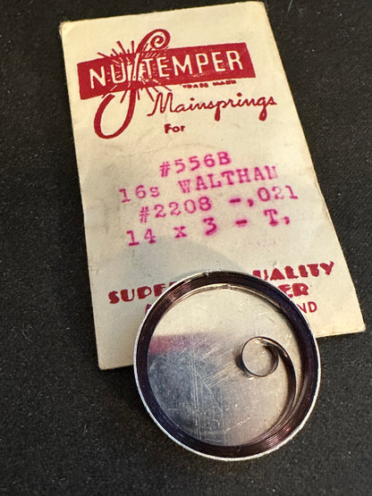 NuTemper Mainspring #556B for Waltham 16s, No. 2208 - Steel