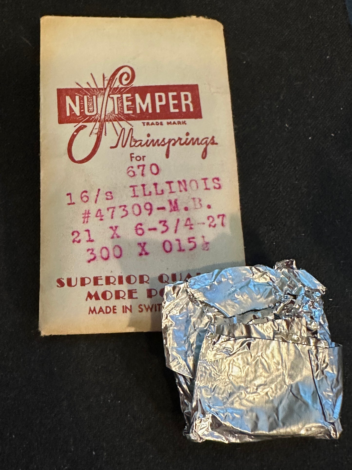 NuTemper Mainspring #670 for Illinois 16s No. 47309 for 60hr - Steel