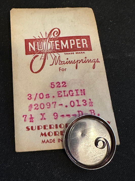 NuTemper Mainspring #522 for Elgin 0s & 3/0s No. No. 2097 - Steel