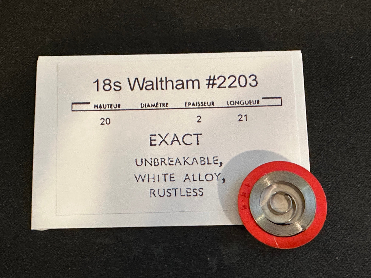 Waltham Mainspring for 18s No. 2203 (EXACT) - Alloy