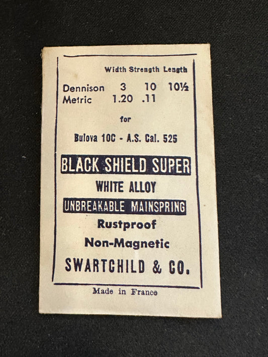 Swartchild Black Shield SUPER Mainspring for Bulova 10C, AS 525 - Alloy