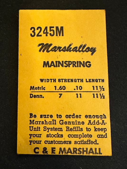 C&E Marshall Marshalloy Mainspring 3245M for General 80, 800C, AS 1123 to 1294 - Alloy