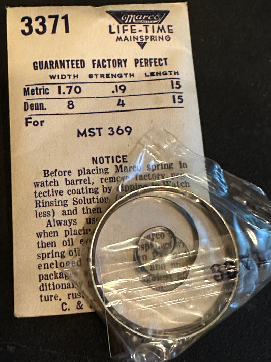 Marco Mainspring 3371 for MST caliber 369 - Steel