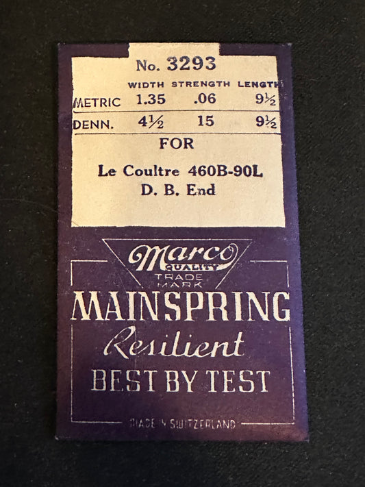 Marco Mainspring 3293 for LeCoultre caliber 460B - 90L - Steel