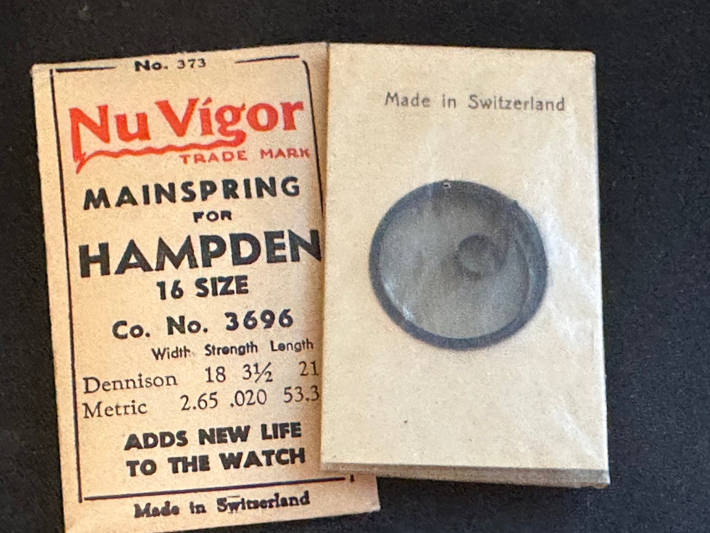 NuVigor Mainspring #373 for 16s Hampden No. 3696 - Steel