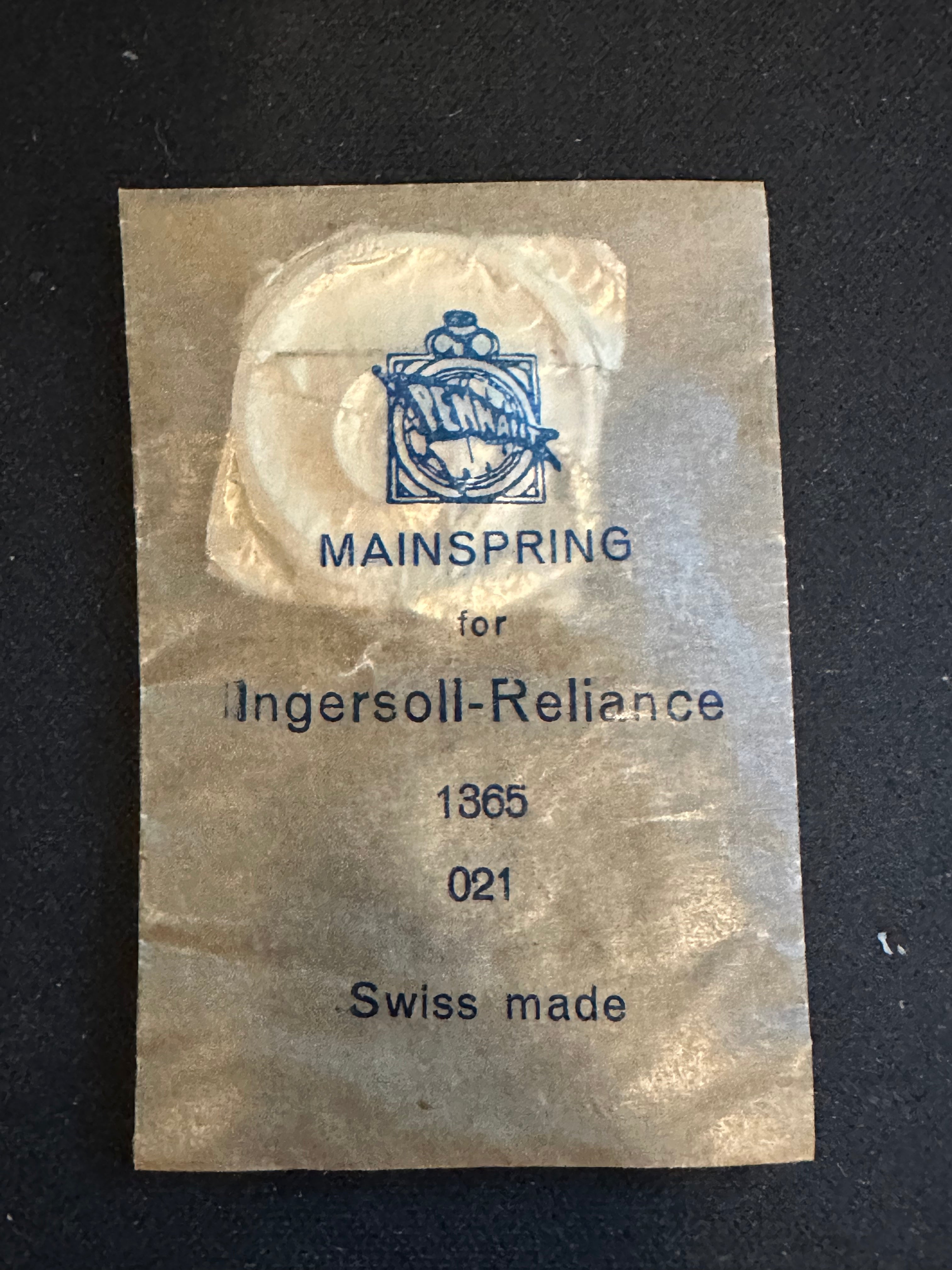 Pennant Mainspring for 16s Ingersoll Reliance Mainspring No. 1365 - St ...