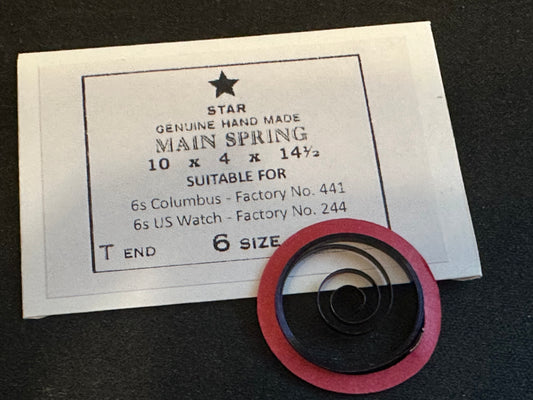 Star Mainspring for 6s Columbus No. 441 - Steel
