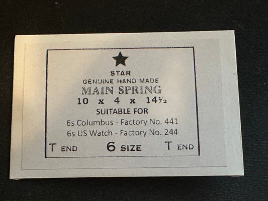 Star Mainspring for 6s Columbus No. 441 - Steel