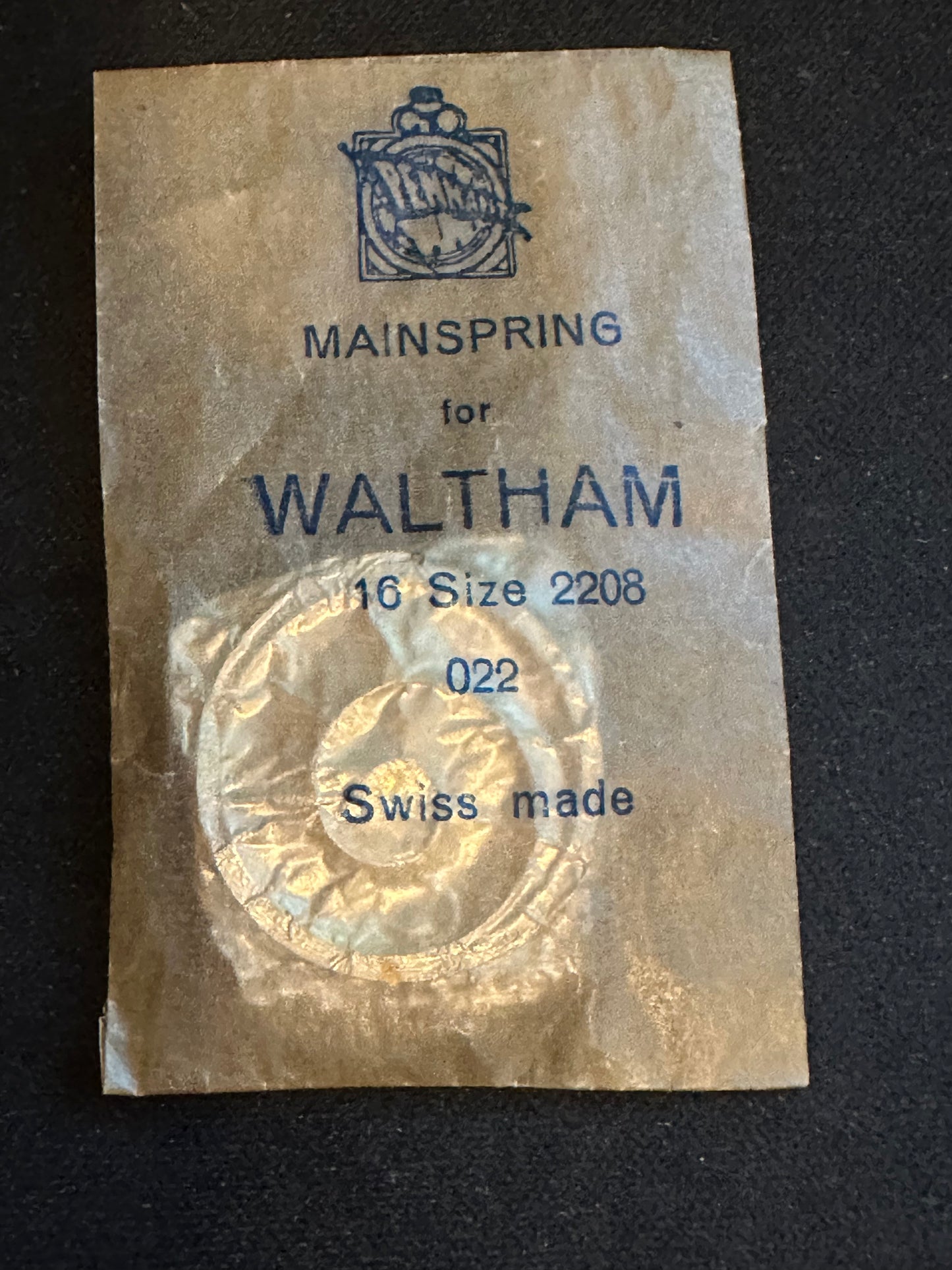 Pennant Mainspring for 16s Waltham Mainspring No. 2208 - Steel