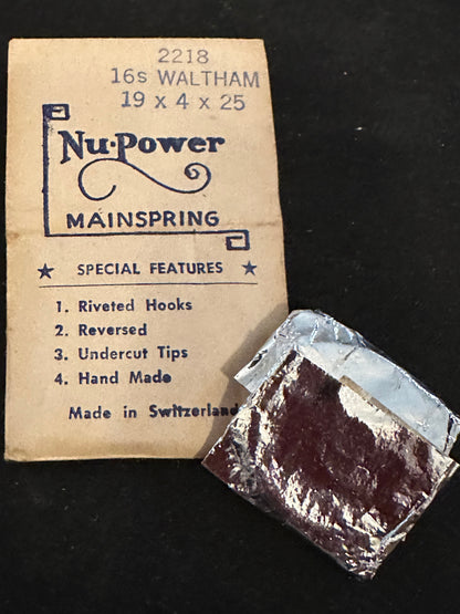 NuPower Mainspring for Waltham 16s No. 2218 - Steel