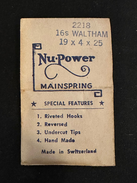 NuPower Mainspring for Waltham 16s No. 2218 - Steel