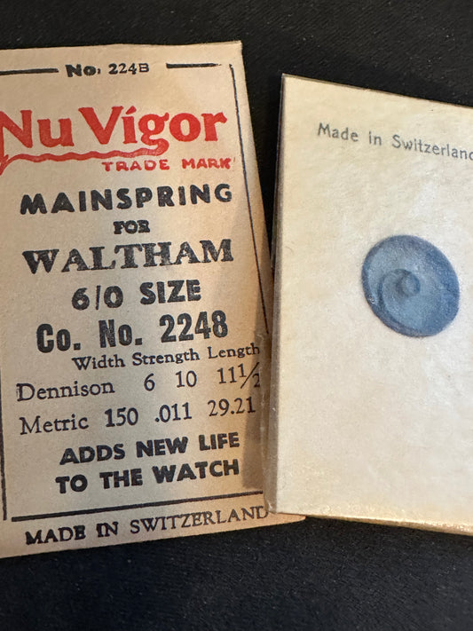 NuVigor Mainspring #224B for Waltham 6/0s No. 2248 - Steel