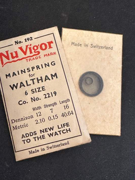NuVigor Mainspring #192 for 6s Waltham Factory No. 2219 - Steel