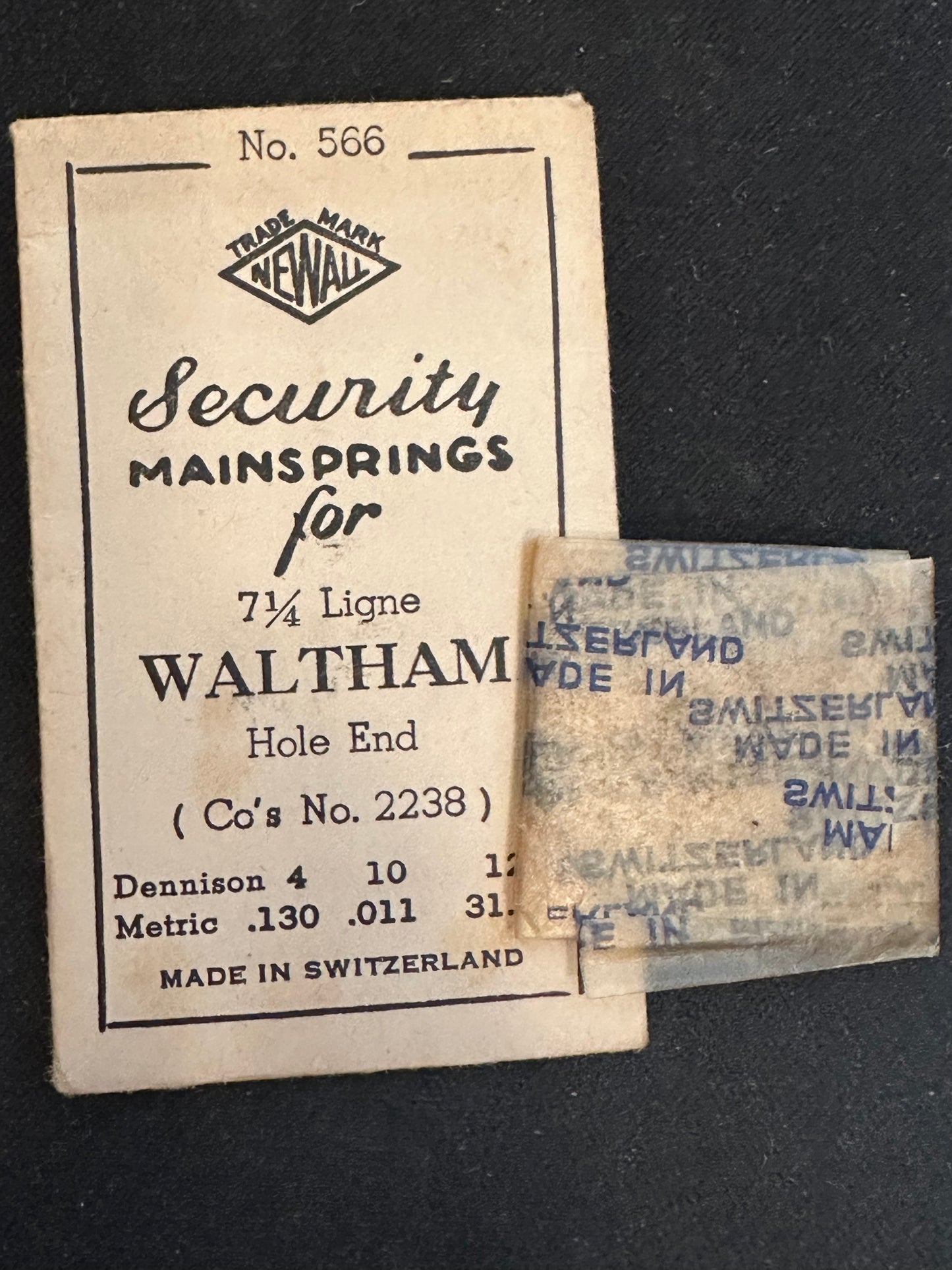 Newall Security Mainspring #566 for Waltham 7¼ ligne No. 2238 - Steel