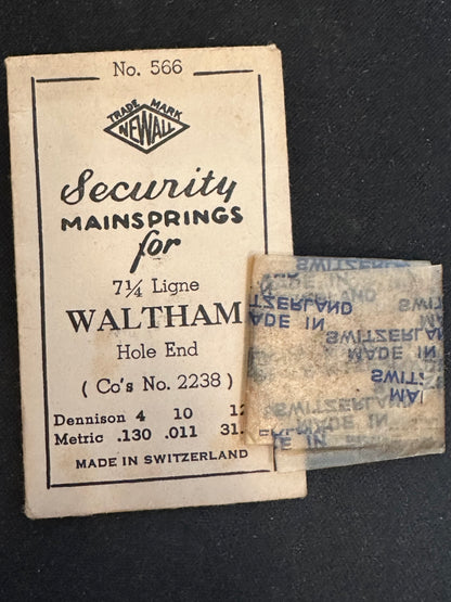 Newall Security Mainspring #566 for Waltham 7¼ ligne No. 2238 - Steel