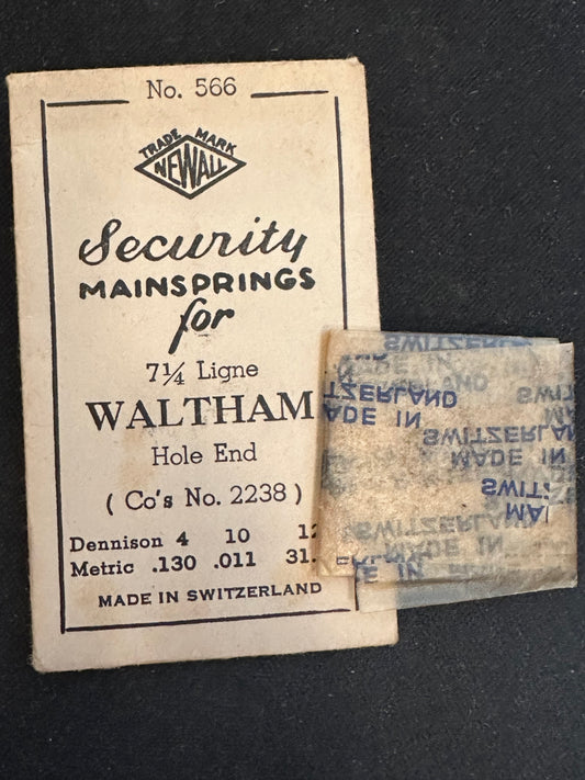 Newall Security Mainspring #566 for Waltham 7¼ ligne No. 2238 - Steel
