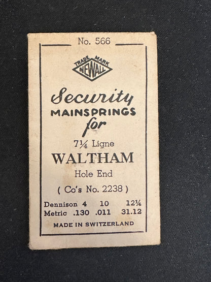 Newall Security Mainspring #566 for Waltham 7¼ ligne No. 2238 - Steel