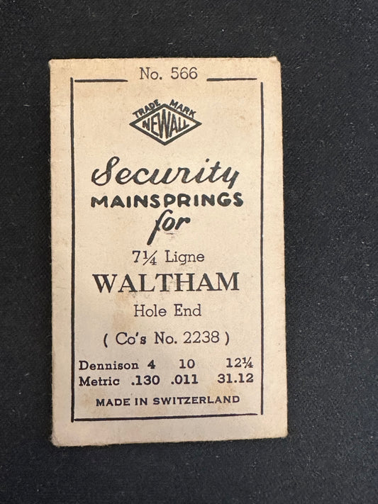 Newall Security Mainspring #566 for Waltham 7¼ ligne No. 2238 - Steel