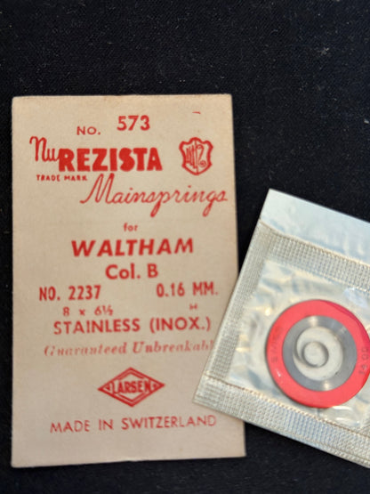 NuRezista Mainspring #573 for Waltham 12s Colonial B No. 2237 - Alloy