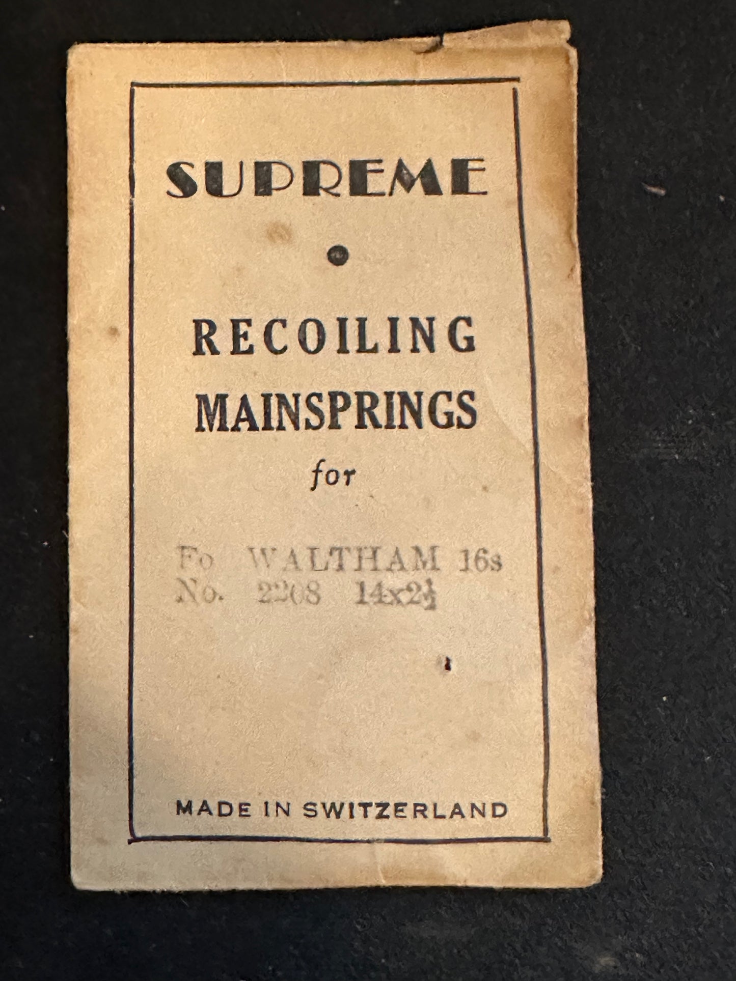 SUPREME Mainspring for Waltham 16s No. 2208 - Steel