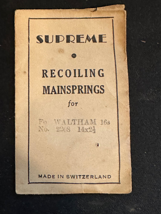 SUPREME Mainspring for Waltham 16s No. 2208 - Steel
