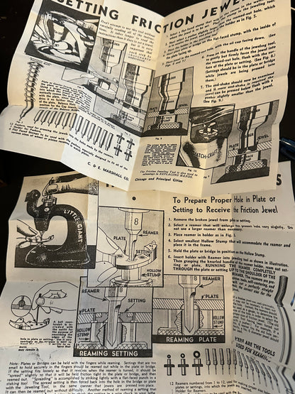 Watchmakers C&E Marshall Jeweling tool set - in box