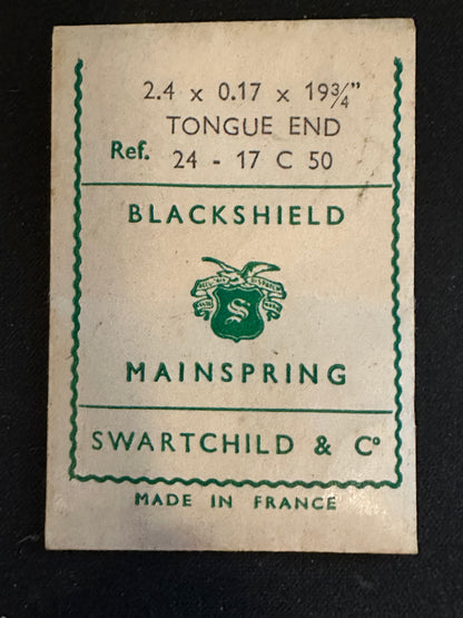 Swartchild Black Shield Clock Mainspring 2.4 x .17 mm x 19¾" Ref 24-17 C 50