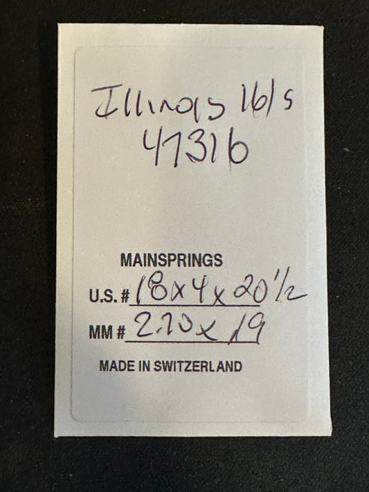 Alloy Mainspring for 16s Illinois No. 47316