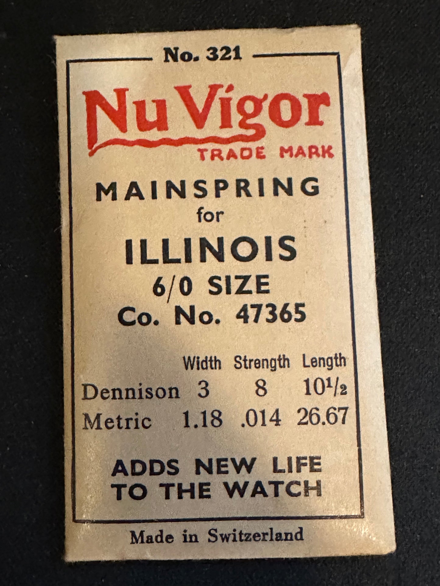 NuVigor Mainspring #321 for Illinois 6/0s No. 47365 - Steel