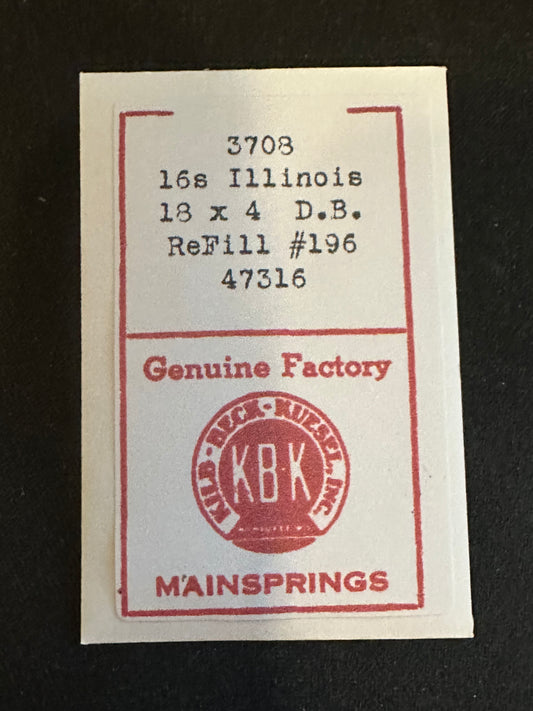 KBK Mainspring #3708 for Illinois 16s No. 47316 - Steel