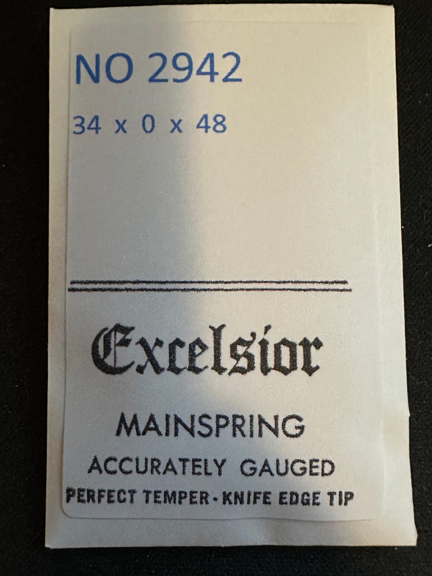 Excelsior #2942 Mainspring for Alarm / Travel / Car Clocks - 34 x 0 x 48
