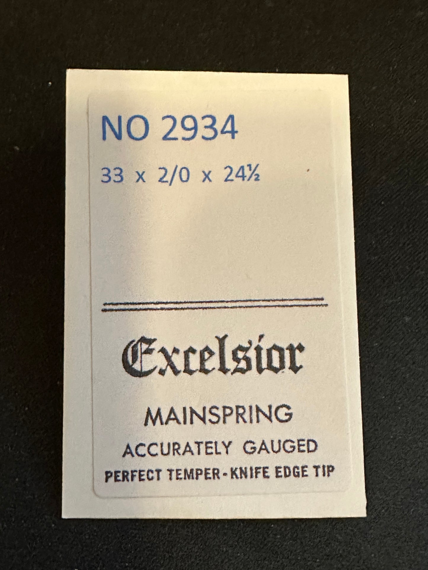 Excelsior #2934 Mainspring for Alarm / Travel Clocks - 33 x 2/0 x 24½
