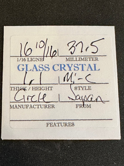 Circle Brand Vintage Glass Watch Crystal 16-10/16 (~37.5mm) - NOS