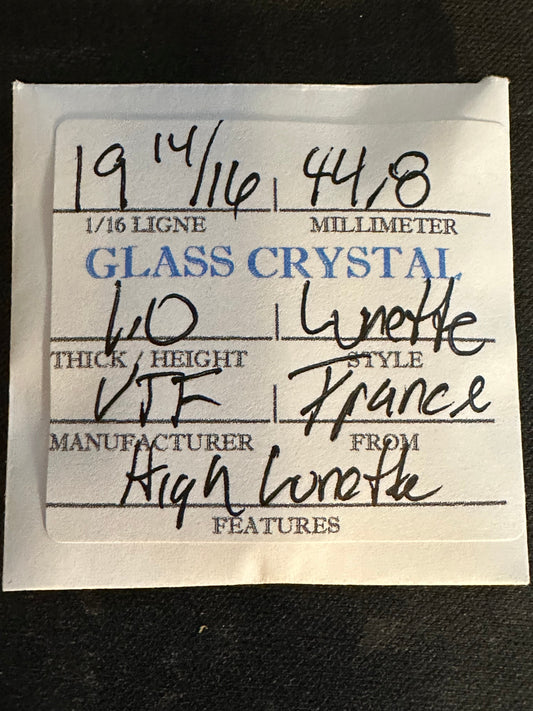 VTF Vintage Glass Pocket Watch Crystal 19-14/16 (~44.8mm) - NOS