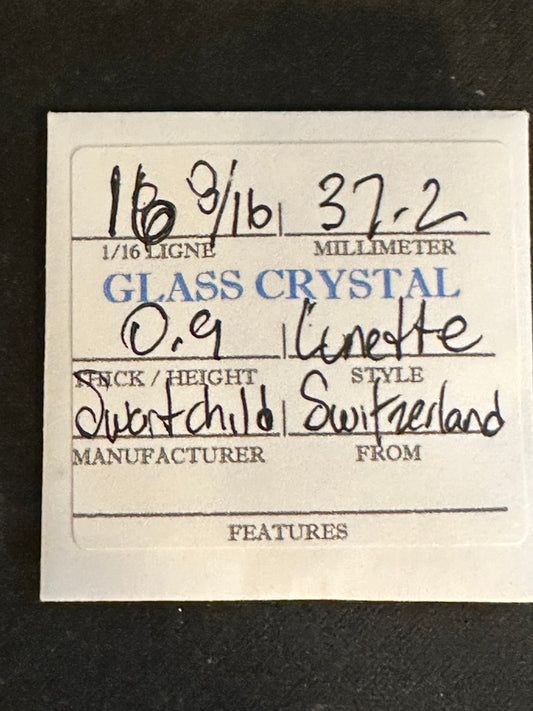 Swartchild Vintage Glass Pocket Watch Crystal 16-8/16 (~37.2mm) - NOS