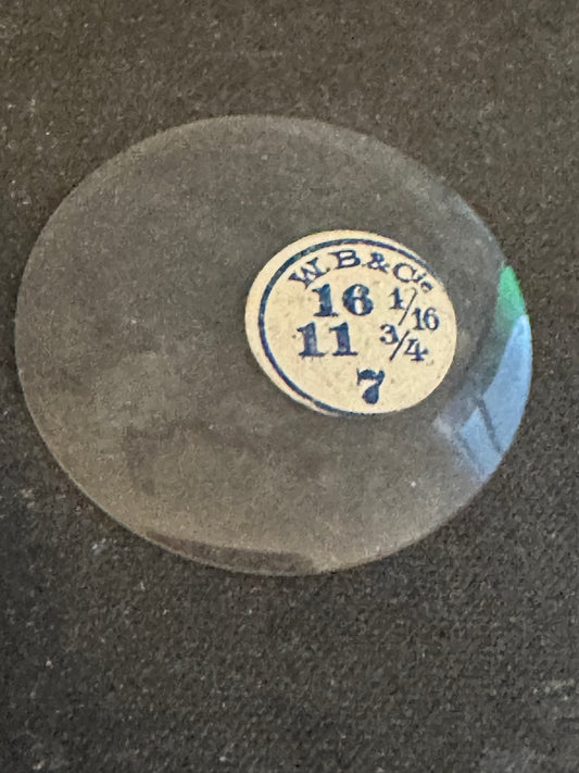 W. B. & C. Vintage Glass Hunting Case Watch Crystal 16-1/16 (~36.2mm) - NOS