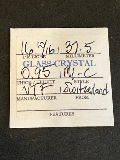 VTF Vintage Glass Pocket Watch Crystal 16-10/16 (~37.5mm) - NOS