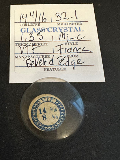 VTF Vintage Glass Pocket Watch Crystal 14-4/16 (~32.1mm) - NOS