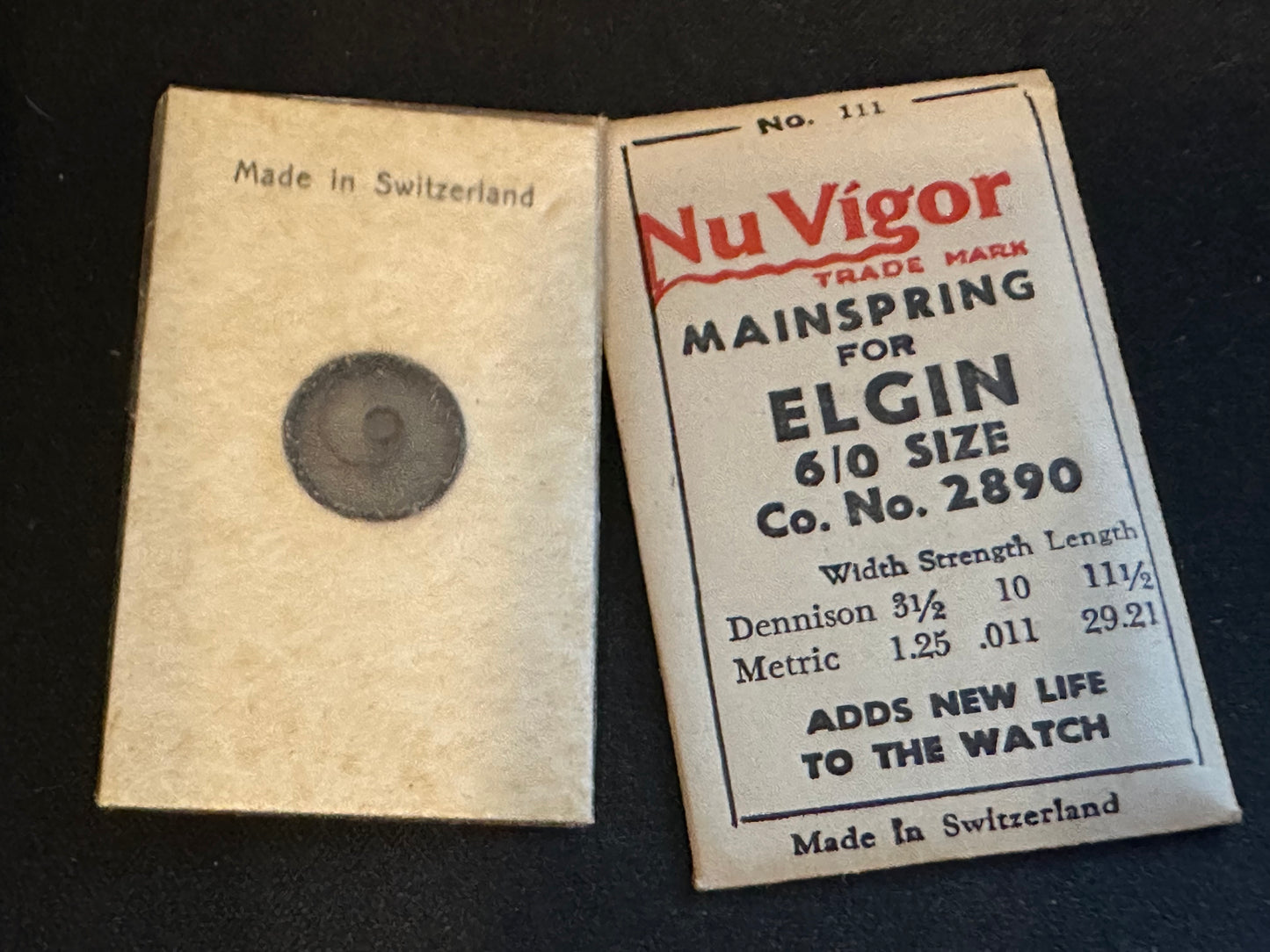 NuVigor Mainspring #111 for Elgin 5/0s & 6/0s Factory No. 2890 - Steel