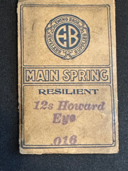 Ewing Bros Mainspring for Howard 12s No. 552 Made by Waltham - Steel