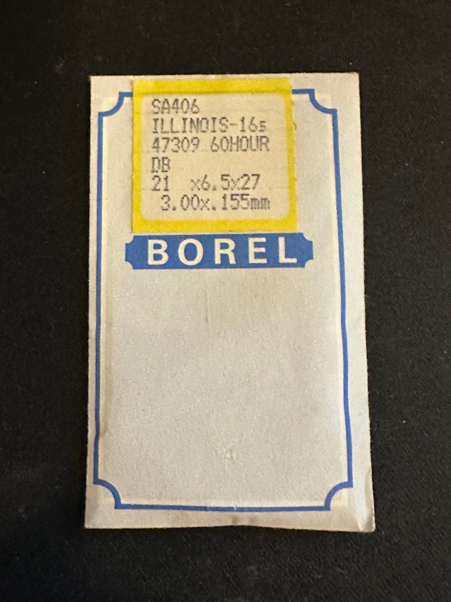 BOREL Mainspring SA406 for Illinois 16s 60hr Factory No. 47309 - Alloy