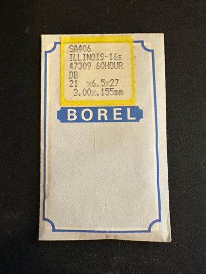 BOREL Mainspring SA406 for Illinois 16s 60hr Factory No. 47309 - Alloy