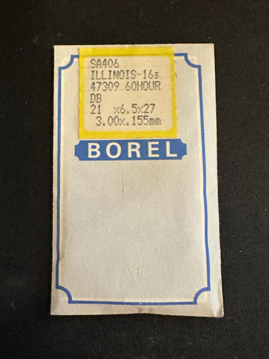 BOREL Mainspring SA406 for Illinois 16s 60hr Factory No. 47309 - Alloy