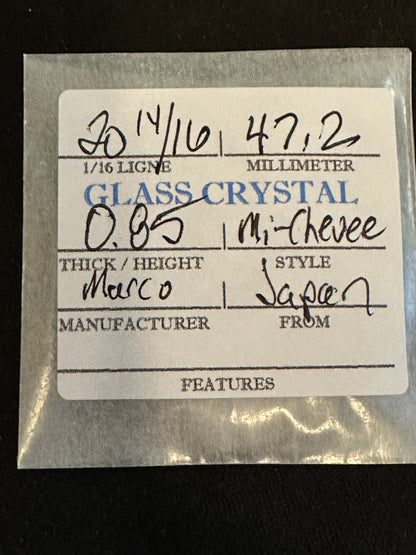 Marco Mi-Chevee Vintage Glass Pocket Watch Crystal 20-14/16 (47.2mm) - NOS