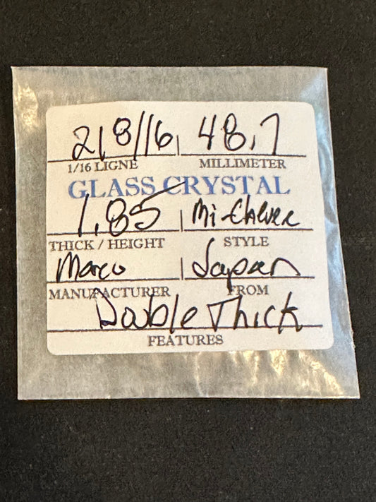 Marco Mi-Chevee Vintage Glass Pocket Watch Crystal 21-8/16 (48.7mm) 1.85mm THICK - NOS