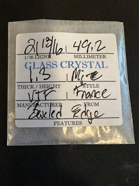 VTF Vintage Glass Pocket Watch Crystal 21-13/16 (~49.2mm) - NOS