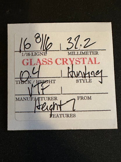 VTF Vintage Glass Hunting Case Watch Crystal 16-8/16 (~37.2mm) - NOS